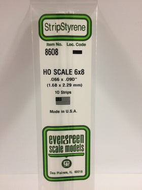 EVERGREEN HO Scale Rectangular / Square Styrene Strips