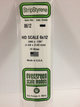 EVERGREEN HO Scale Rectangular / Square Styrene Strips