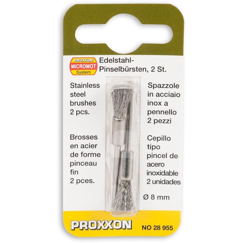 Load image into Gallery viewer, Proxxon End Wire Brushes 8.0mm Dia  - Brass, Steel &amp; Stainless Steel   (28951, 28961 &amp; 28955)
