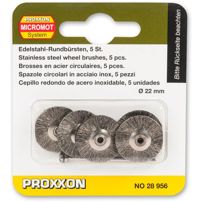 Load image into Gallery viewer, Proxxon Wheel Wire Brushes 22mm Dia  - Brass, Steel &amp; Stainless Steel   (28952, 28962 &amp; 28956)
