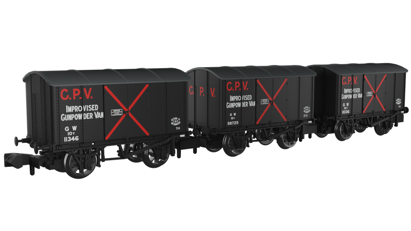 Load image into Gallery viewer, RAPIDO 961003 Iron Mink Vans Triple Pack - GWR (Wartime Livery- Pack A)
