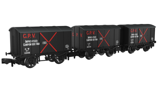RAPIDO 961003 Iron Mink Vans Triple Pack - GWR (Wartime Livery- Pack A)