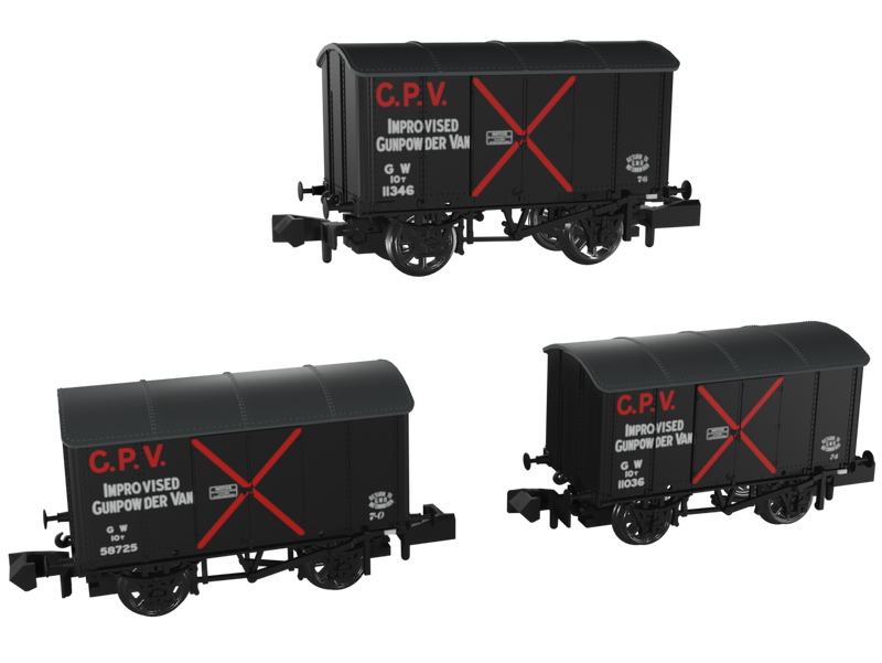Load image into Gallery viewer, RAPIDO 961003 Iron Mink Vans Triple Pack - GWR (Wartime Livery- Pack A)
