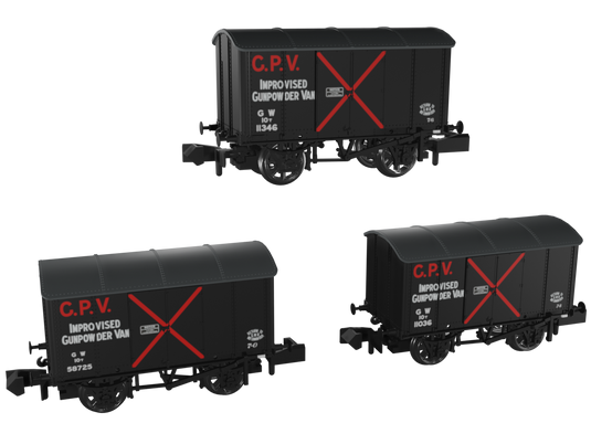 RAPIDO 961003 Iron Mink Vans Triple Pack - GWR (Wartime Livery- Pack A)