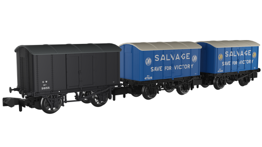 RAPIDO 961004 Iron Mink Vans Triple Pack - GWR (Wartime Livery- Pack B)