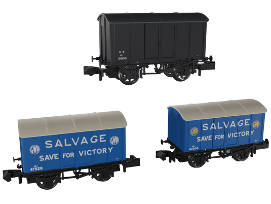 RAPIDO 961004 Iron Mink Vans Triple Pack - GWR (Wartime Livery- Pack B)