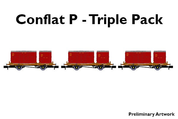 Load image into Gallery viewer, RAPIDO 921016 BR Conflat P  TRIPLE PACK A  with Crimson Containers
