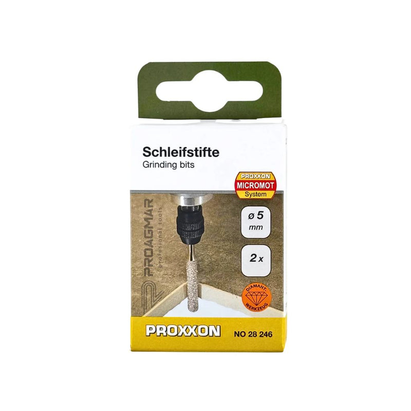 Load image into Gallery viewer, Proxxon Diamond Coated Cylinder Grinding Bits 5mm Dia - Pack of 2    (28246)
