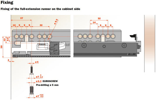 Salice Progressa+ G7E6P Concealed Drawer Runner - Push to Open (Handleless) - 13-16mm Sides