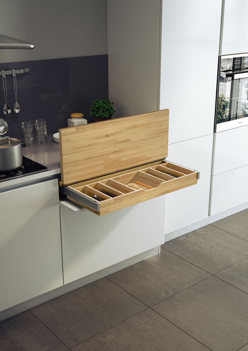 Load image into Gallery viewer, Salice Atim - Functional – Pull-out Worktop with Beech Wooden Top &amp; Cutlery Tray
