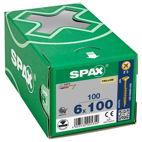 Load image into Gallery viewer, SPAX Yellox Pozi Screw 6.0 x 100mm - Box of 100
