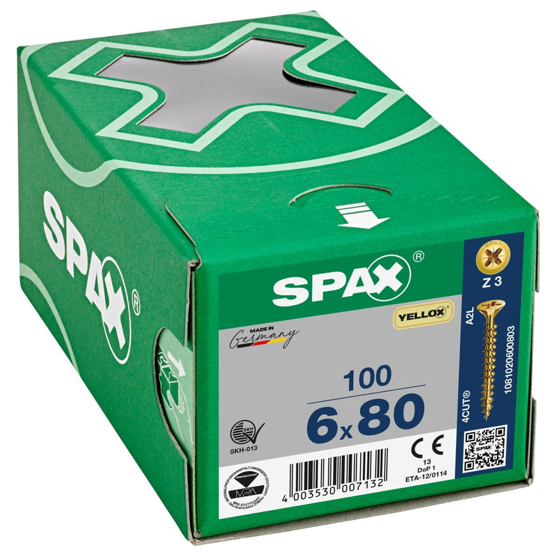 Load image into Gallery viewer, SPAX Yellox Pozi Screw 6.0 x 80mm - Box of 100
