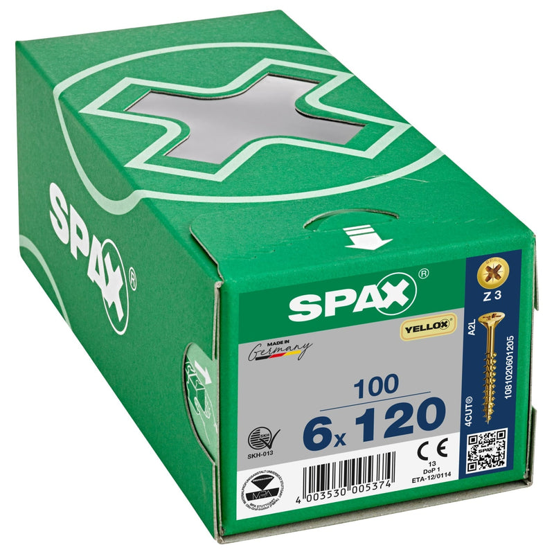 Load image into Gallery viewer, SPAX Yellox Pozi Screw 6.0 x 120mm - Box of 100
