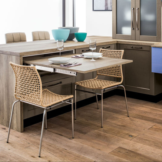 Salice Atim - LUNCH Pull-out table from drawer - With White Laminated Tabletop