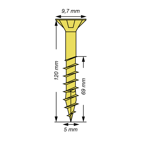 SPAX Yellox Pozi Screw 5.0 x 120mm - Box of 100