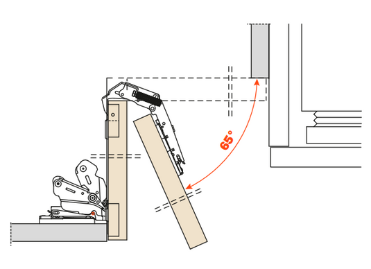 Salice Adjustable 65° Corner Cabinet Hinge 48mm Centres - C2AYA99R