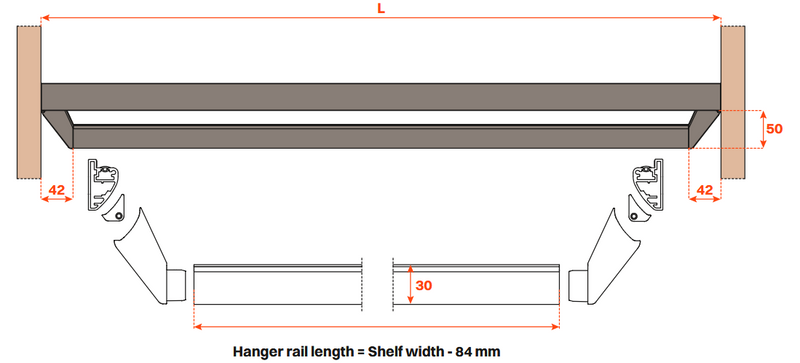 Load image into Gallery viewer, Salice Excessories Hanger Rail End Supports to suit Modular Shelves
