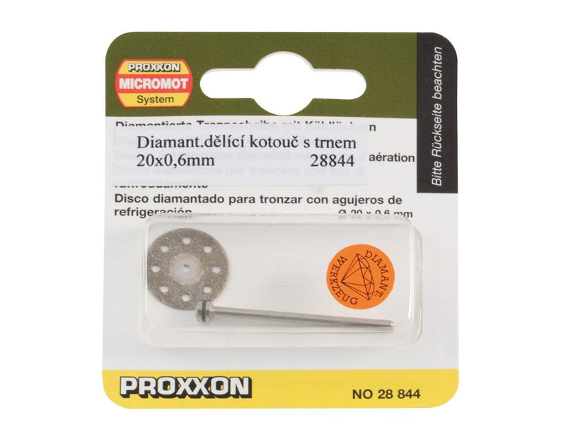 Load image into Gallery viewer, Proxxon Diamond Coated Cutting Disc &amp; Mandrel 20mm Dia    (28844)
