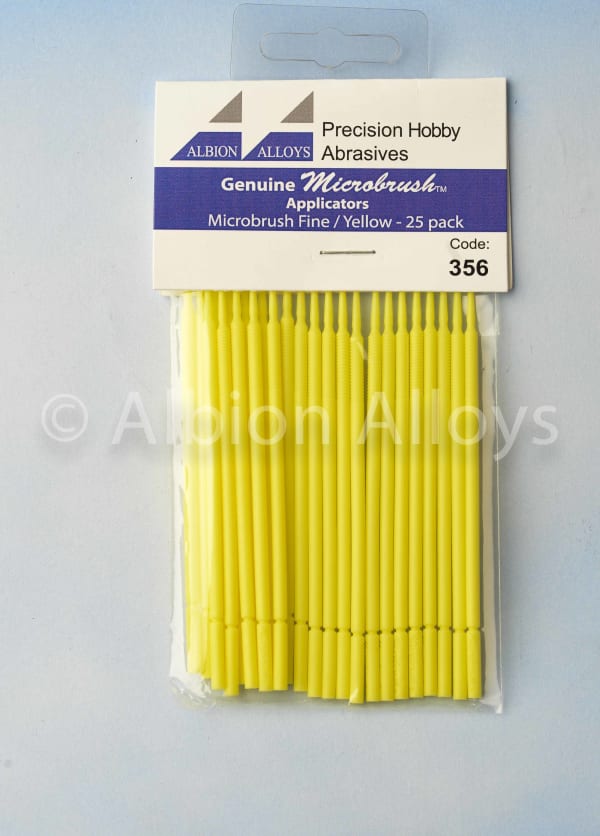 Load image into Gallery viewer, Albion Alloys Genuine AA356 MICROBRUSHES - Fine / Yellow (Pack of 25)
